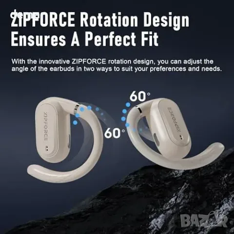 ZIPFORCE безжични слушалки Bluetooth 5.4 с ENC и IPX6, бежови, снимка 7 - Bluetooth слушалки - 56331067
