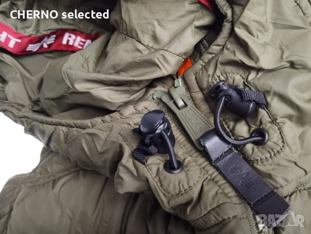 Яке ALPHA INDUSTRIES Hooded Faux Down Puffer – Размер L – Зелен – Отлично състояние, снимка 11 - Якета - 52799556