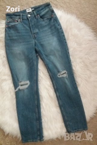 Накъсани дамски дънки светлосини, снимка 1