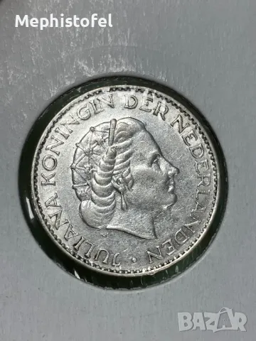 1 гулден 1955 г, Кралство Нидерландия - сребърна монета, снимка 2 - Нумизматика и бонистика - 49312408