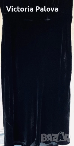 Елегантна черна кадифена рокля LAURA ASHLEY - вискоза/коприна, снимка 6 - Рокли - 52498085