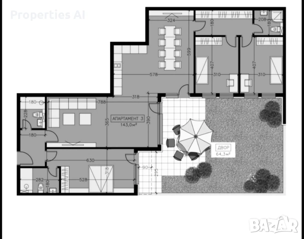 Четиристаен апартамент, снимка 4 - Апартаменти - 53382870