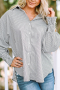 Дамска риза на райе, с дълги ръкави с набрани маншети, снимка 1 - Ризи - 44741166