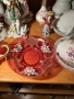 EGERMANN BOHEMIAN RUBY RED CRYSTAL Cup and Saucer - невероятно красив и стилен двоен сет , снимка 7