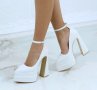 Обувки на ток - бяла кожа - VT2, снимка 1