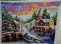Ръчно бродиран гоблен "Holiday Village" на Dimensions без рамка, снимка 1