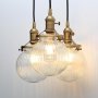 Yosoan Vintage таванна висяща лампа с 3 лампи, абажури оребрено стъкло , снимка 1 - Лампи за таван - 44499358