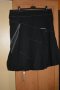 Черна лятна шушлякова пола с ципове и бели шевове, снимка 1 - Поли - 41801241