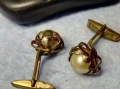 СТАРИННИ МЕСИНГОВИ ПЕРЛЕНИ БУТОНЕЛИ РЕТРО КОПЧЕТА За БУТОНЕЛИ с БЕЛИ ПЕРЛИ 22176, снимка 6