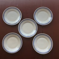 5 бр. бели порцеланови чинии със син кант, снимка 4 - Чинии - 41632233