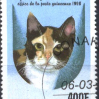 Клеймована марка Фауна Котка 1998 от Гвинея, снимка 1 - Филателия - 36281738