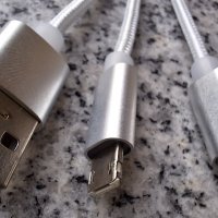 Scolt Кабел 3 в 1 USB, Lightning, micro USB и USB type C, бял, снимка 2 - USB кабели - 42671999