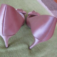  Сатенени розови дамски обувки ZARA номер 41, снимка 5 - Дамски обувки на ток - 33791683