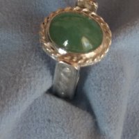 Сребърен пръстен с Жадеит, снимка 1 - Пръстени - 41452107