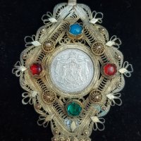 Старинен позлатен женски медальон ,филигран , снимка 4 - Антикварни и старинни предмети - 26210353