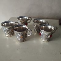 пет посребрени метални чаши-комплект, снимка 1 - Други ценни предмети - 41815430