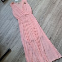 НОВА уникална дълга розова рокля + брошка на намаление , снимка 1 - Рокли - 41287843