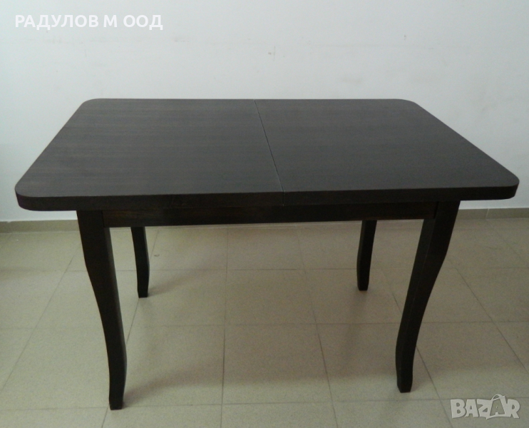 Трапезна маса разтегателна правоъгълна с бароков крак 80*120 см, цвят венге / 77134, снимка 1