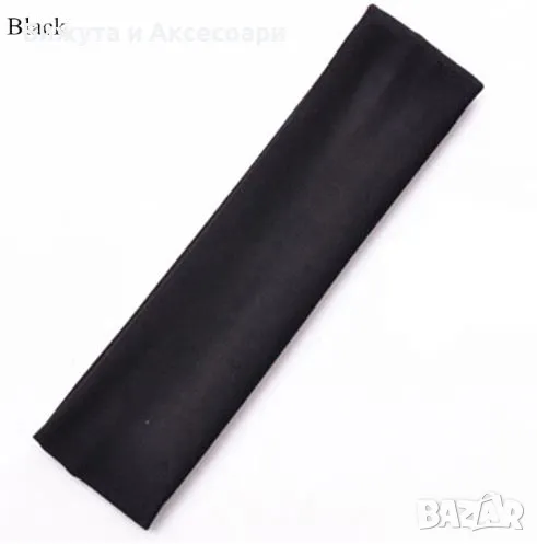 Лента тясна черна за глава от памучен еластичен плат., снимка 1