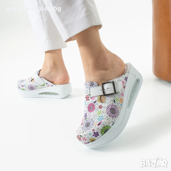 Анатомични работни чехли от естествена кожа с платформа | Марка Tuasolea, снимка 1