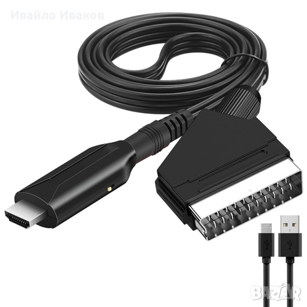 HDMI - Scart /RCA конвертор адаптер с захранващ кабел , снимка 1