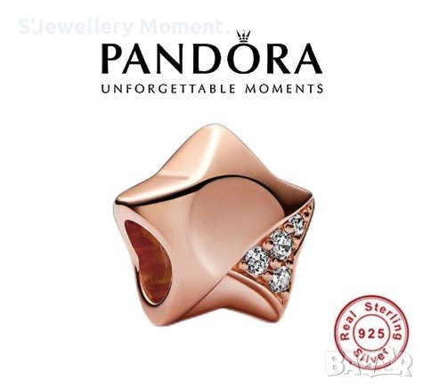 Сребърен талисман Пандора/ Pandora 925 Rose Gold Star, снимка 1
