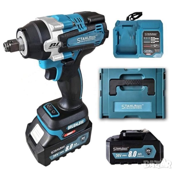 Безжичен Ударен Гайковерт Комбиниран Винтоверт Акумулаторен 36V 8,0AH STAHLMAYER Germany 2x батерии, снимка 1