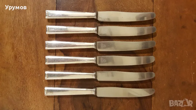 Винтидж трапезни ножове с посребрени дръжки Bruckmann Solingen – сет от 6 бр., снимка 1
