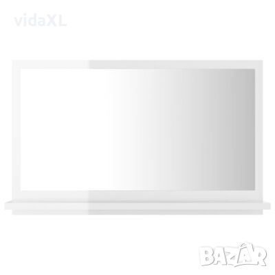 vidaXL Огледало за баня, бял гланц, 60x10,5x37 см, ПДЧ（SKU:804568, снимка 1