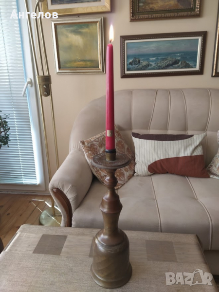 Старинно наргиле от мед - свещник, снимка 1