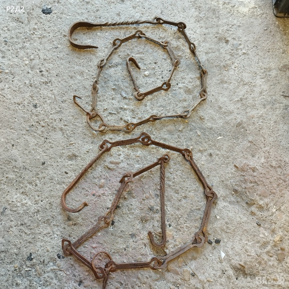 стари ковани вериги за огнище , снимка 1