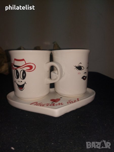 Комплект - чинийка с 2 чаши - ново, снимка 1