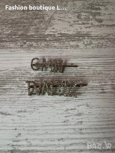 Комплект от 2 броя сребърни фиби за косата с блестящи камъчета ❤️, снимка 1