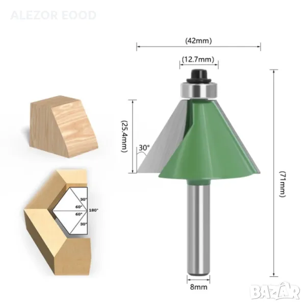 Фрезери за право скосяване с лагер 30 градуса, Захват 8 mm, 4049, снимка 1