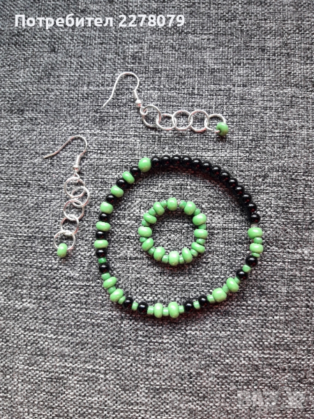 Комплект бижута от оникс и мъниста - ръчна изработка, снимка 1