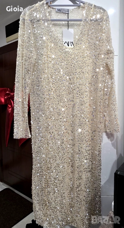 ZARA елегантна рокля с пайети – нова, снимка 1