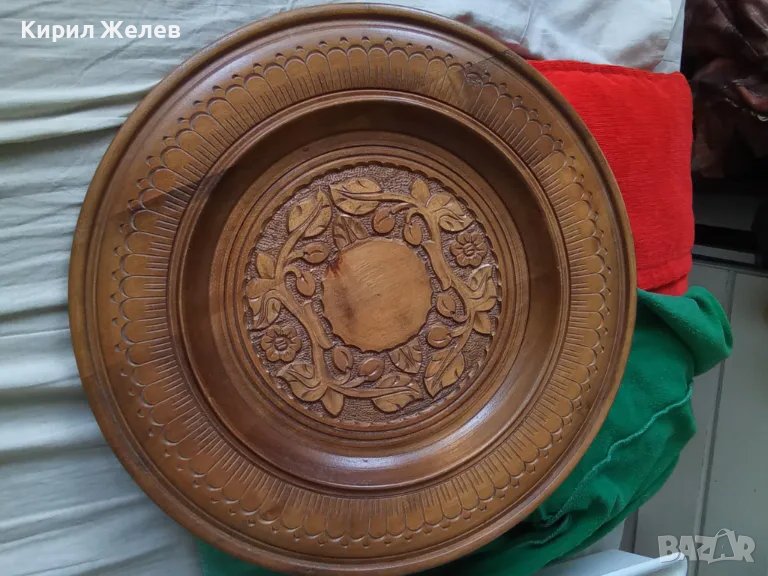 Стара ДЪРВОРЕЗБА Майсторска РЪЧНА РАБОТА Декоративна ДЪРВЕНА ЧИНИЯ Подарък от БСП Бургас За ЮБИЛЕЙ, снимка 1