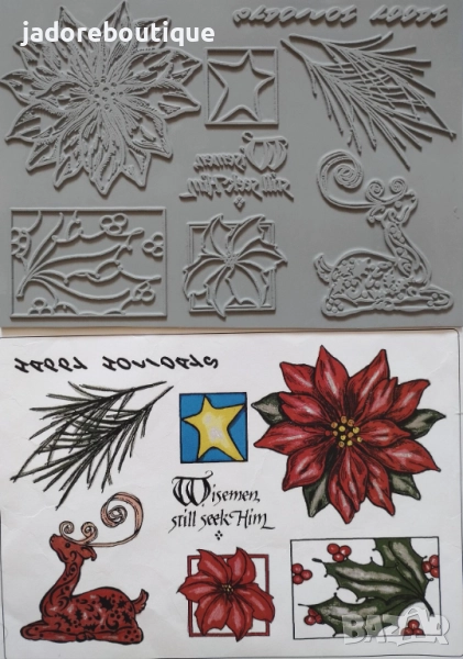 Гумен печат Коледни гумени печати за скрапбук картички журнали различни видове, снимка 1