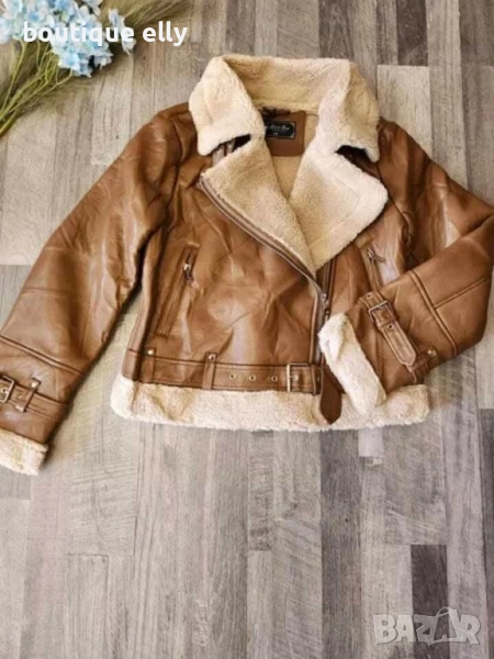 дамско яке кафяво и черно, снимка 1