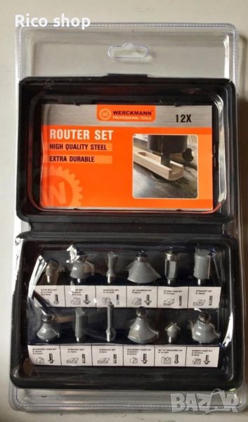 12бр. комплект фрезери за оберфреза в кутия WERCKMANN, снимка 1