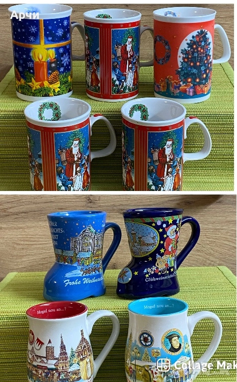 Коледни порцеланови чаши с маркировки, снимка 1