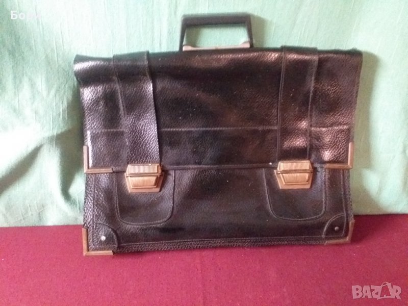 Стара кожена българска чанта, снимка 1
