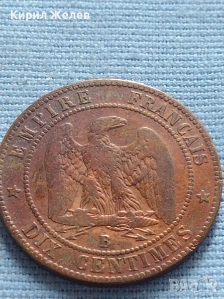 Рядка монета 10 сантима 1856г. Франция Наполеон трети за КОЛЕКЦИЯ 30217, снимка 1