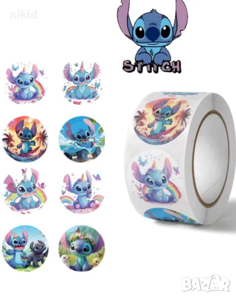 100 бр Стич Stitch пастелни малки самозалепващи лепенки стикери за ръчна изработка за подарък, снимка 1