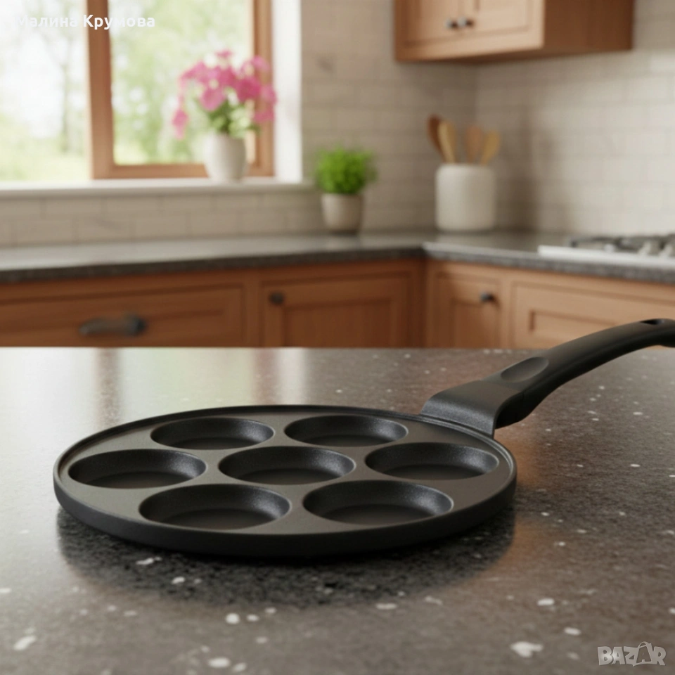 Тиган за 7 палачинки Ø28 см Cheffinger – мраморно незалепващо покритие, индукционен, снимка 1