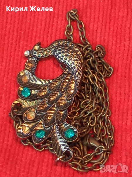 АРТ МЕДАЛЬОН ФИГУРАЛЕН от МЕСИНГ - ПАУН с КРИСТАЛЧЕТА и СИНДЖИРЧЕ 20755, снимка 1