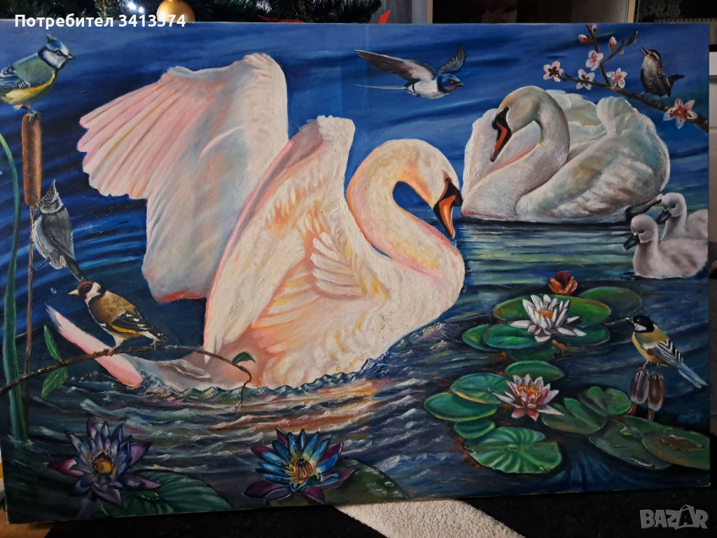 Стари картини : цветя масло,: труженик  масло,:мъжки портрет молив,лебеди,пейзаж, снимка 1