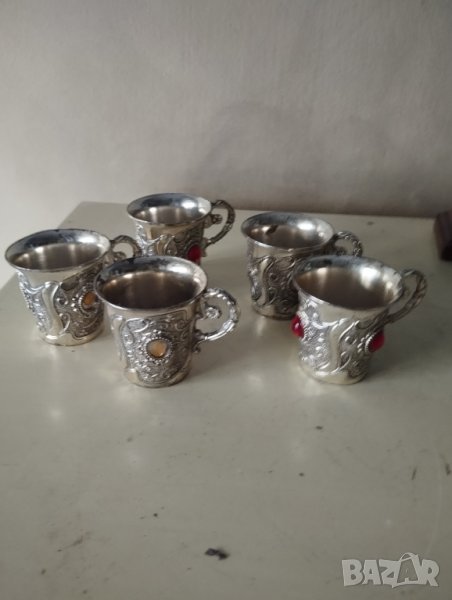 пет посребрени метални чаши-комплект, снимка 1