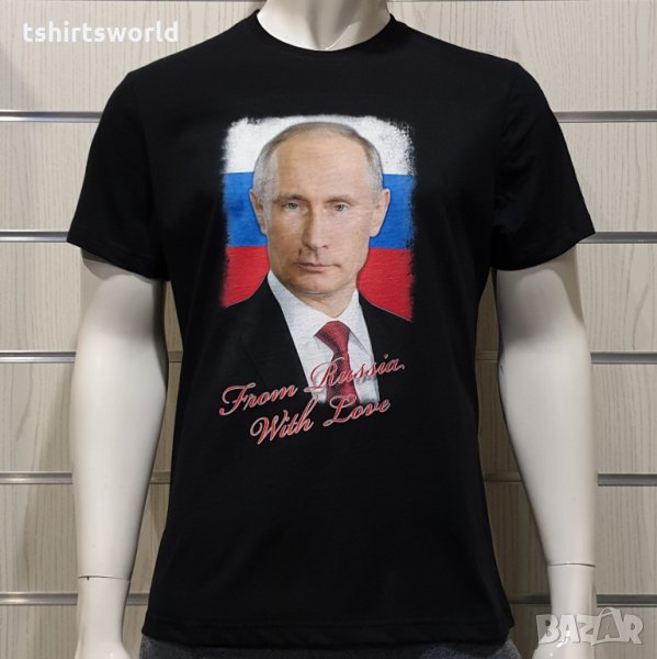 Нова мъжка тениска с дигитален печат Владимир Путин, Руско знаме, Русия, снимка 1