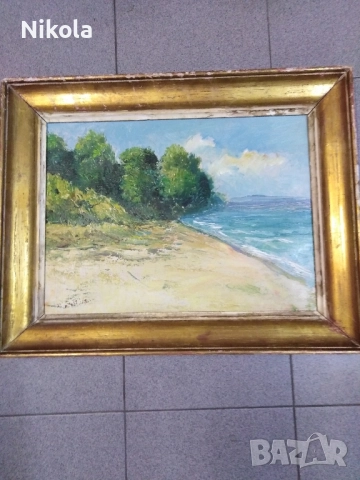 Стар голяма картина масло, снимка 2 - Антикварни и старинни предмети - 51888361